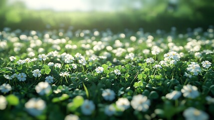 Stunning Miniature 3D Fields Featuring Cheerful Dandelions and Delicate Clovers in Rich Green Borders