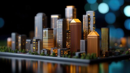 Interactive city model showcasing smart city systems through holographic technology