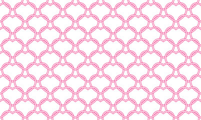 Seamless pattern with red hearts on transparent background. Vector  for website page, postcard, textile wrapping paper fashion illustration.