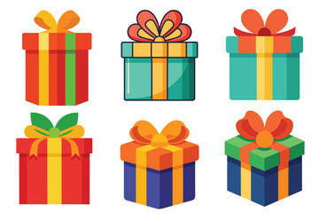 Set of gift boxes vector illustration on white background 
