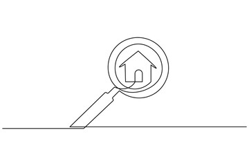 Search icon continuous one line drawing and minimalist business style isolate outline vector icon