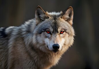 Fototapeta premium Majestic Gray Wolf with Red Eyes Wildlife Photography
