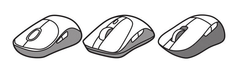three simple black and white computer mouse vector images
