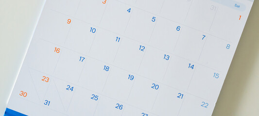 calendar page date background business planning appointment meeting concept