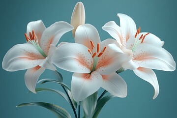 Obraz premium Elegant White Lilies Gracefully Bloom Together