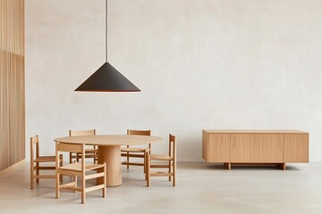 Bright and Minimalist Living Space with Pared Down Design and Light Colored Wood Accents