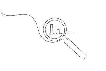 Search icon continuous one line drawing and minimalist business style isolate outline vector icon