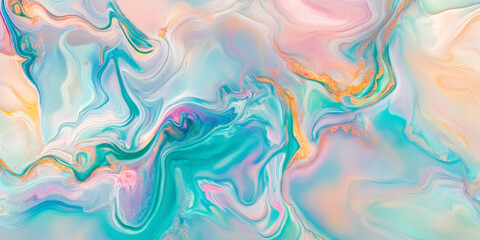 Cosmic opal marble background with iridescent swirls of blue, pink, and green, otherworldly beauty.