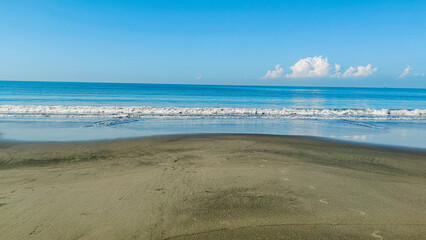 Beautiful Sea view with clouds on the blue sky on the coast with River