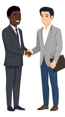 Two people shaking hands, a business illustration in a vector style
