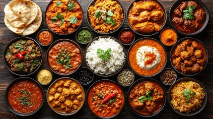 A Delicious Spread Of Indian Cuisine Dishes