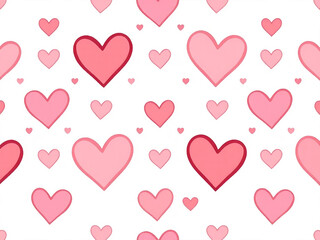 Hearts red and white pattern. Cute vector seamless background. heart shapes symbol of love and Valentines Day February 14 celebration. Romantic pattern design