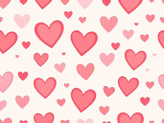 Hearts red and white pattern. Cute vector seamless background. heart shapes symbol of love and Valentines Day February 14 celebration. Romantic pattern design