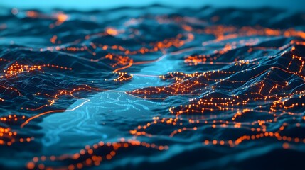 Abstract Visualization of Sustainable Smart Water Network Connected to Renewable Energy