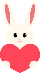 Fototapeta premium happy cute rabbit holding red heart for valentine illustration
