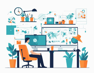 Modern Workplace Automation and AI Concept