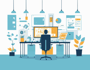 Modern Workplace Automation and AI Concept