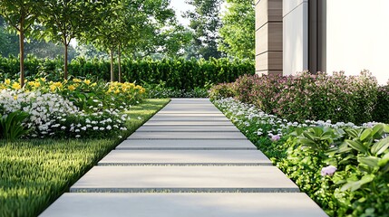 Beautiful walkway lined with lush greenery.