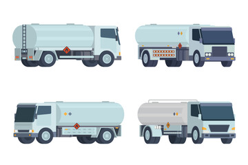 Oil Tanker Truck Vector Illustration with Neutral and Colored Variation. Fully Editable and Scalable Design