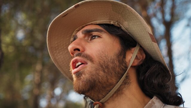 Military Instructor Writes Down Results And Reprimands Cadets Training In Woods