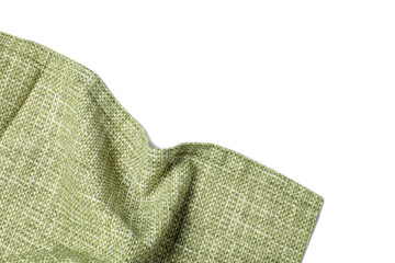 Green tablecloth isolated on white, top view