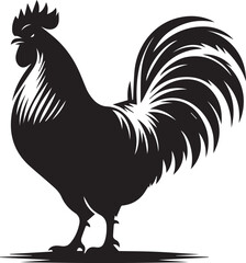 cock and rooster silhouette vector