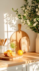 Minimalist Kitchen Gadgets Bright Airy Space Illustrations Low Angle View Organized Design