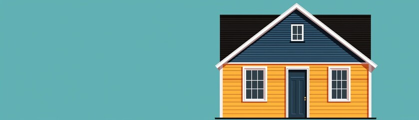 Naklejka premium Colorful house illustration on a teal background