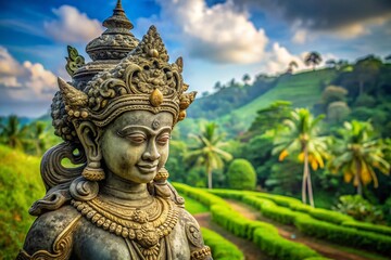 Fototapeta premium Traditional Balinese Stone Statue, Ancient Carving, Indonesian Art, Cultural Heritage, Bali Island