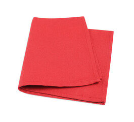 One bright red napkin isolated on white