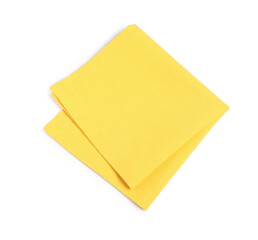 One yellow napkin isolated on white, top view