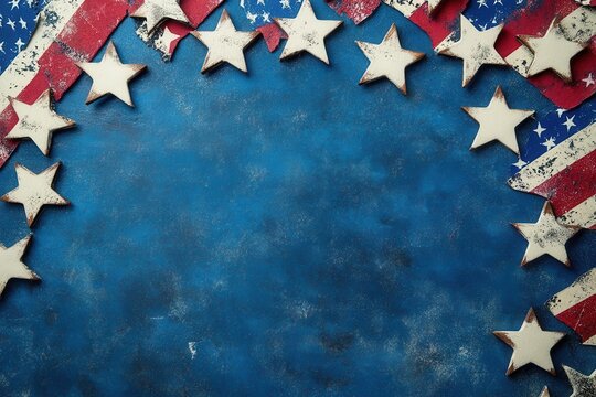 patriotic fourth of july background decorated with stars and stripes, featuring ample copy space, evoking a sense of national pride and celebration of independence
