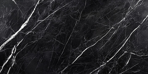 Charcoal black marble background with intricate white veining, deep contrast and high-end modern look.