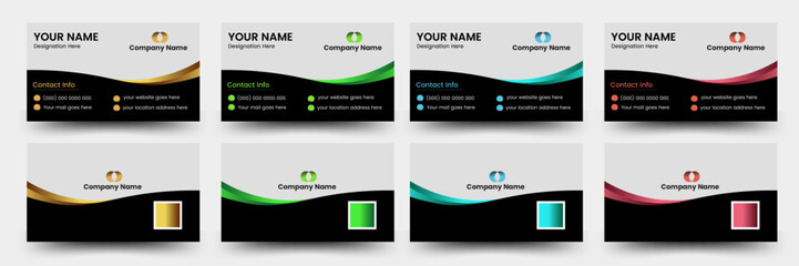 Modern Business Card Design template, double sided business card, 4 variant design, layout.