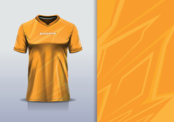 T-shirt mockup abstract stripe line jersey design for football, soccer, racing, esports, running, in orange color © Nimpuna O