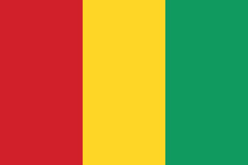 Guinea flag. Flag of Guinea. The official ratio. Flag icon. Standard color. Standard size. A rectangular flag. Computer illustration. Digital illustration. Vector illustration.