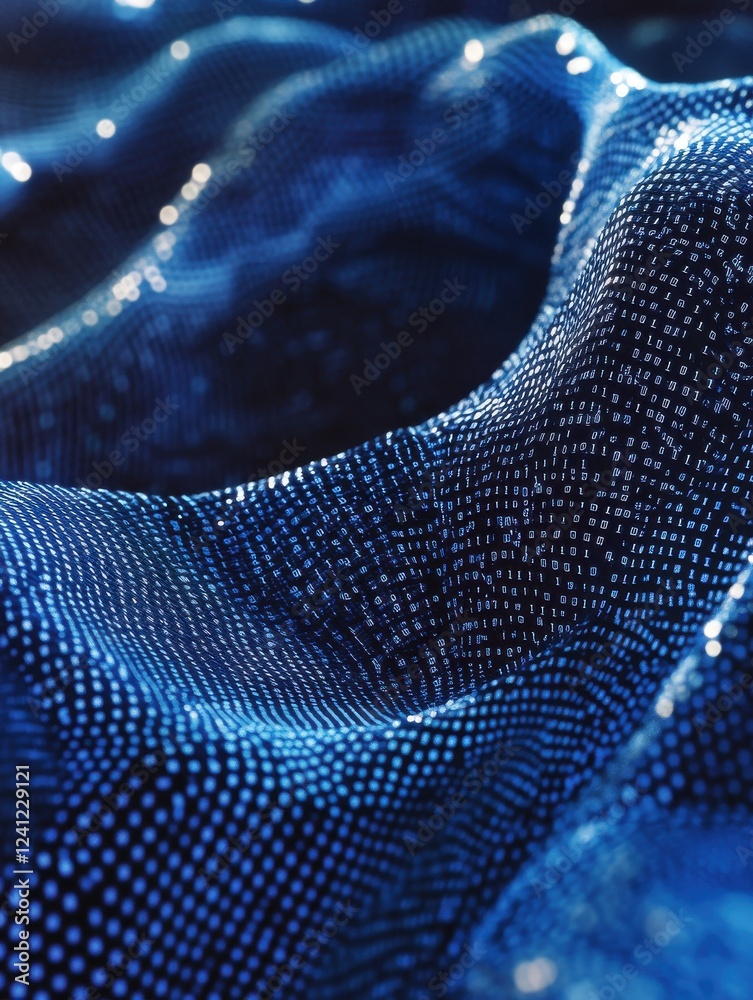 Poster abstract blue digital binary code background.