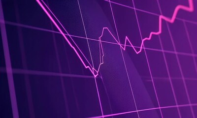 Stock market decline, screen graph, financial crisis, purple background, business risk - Powered by Adobe