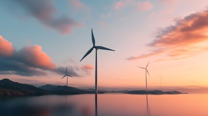 Holographic Solar Panels and Wind Turbines in Coastal Renewable Energy Landscape