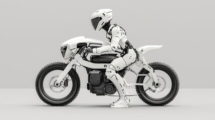 Naklejka premium Electricpowered exoskeleton bike, blending technology and humanpowered transport
