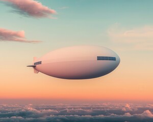 Obraz premium Nextgeneration airship with solarpowered propulsion, a sustainable alternative for air travel