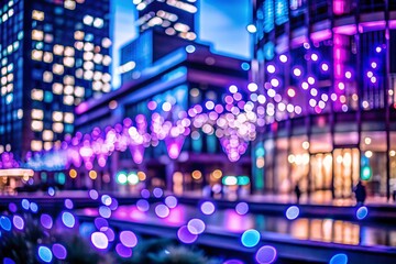Stunning Purple & Blue Bokeh Lights Background - Abstract Architectural Photography