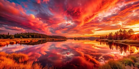 Obraz premium Stunning Red Nail Polish Landscape: HD 8K Wallpaper, Nature's Crimson Hues