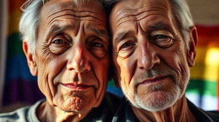 portrait of happy senior couple. LGBT concept