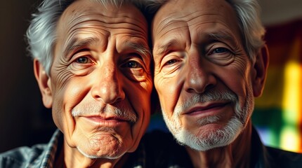 portrait of happy senior couple. LGBT concept