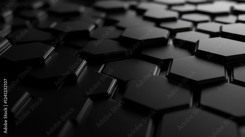 Poster hexagonally shaped tech background rendering network connection dark design
