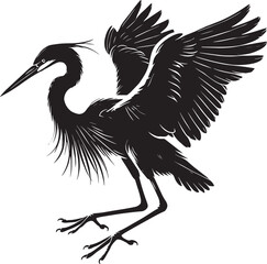 Flying Heron bird Silhouette vector illustration isolated on white background