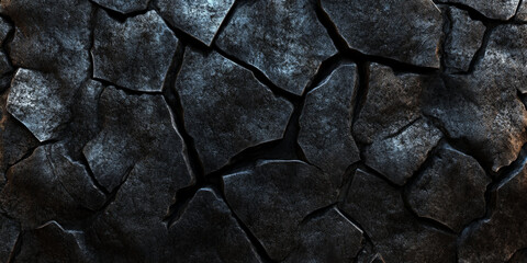 Fototapeta premium High-resolution cracked earth stone background with deep crevices and dry textures.