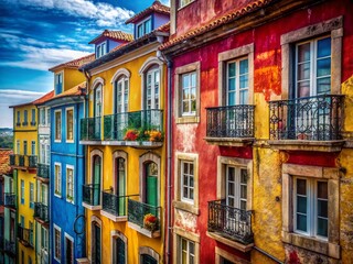 Vibrant Lisbon Facades: A Macro Photography Exploration of Colorful Historic Architecture