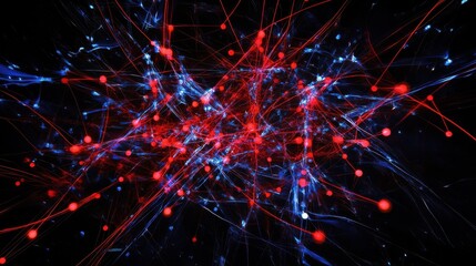 Fototapeta premium Abstract Digital Network with Glowing Red and Blue Lines